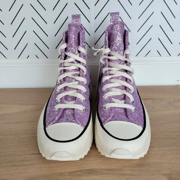 ⭐Converse Run Star Hike Hi Mens Shoes Sz 5.5 Purple Glitter Platform A10096C New