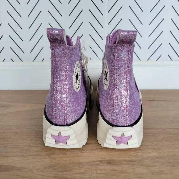 ⭐Converse Run Star Hike Hi Mens Shoes Sz 5.5 Purple Glitter Platform A10096C New