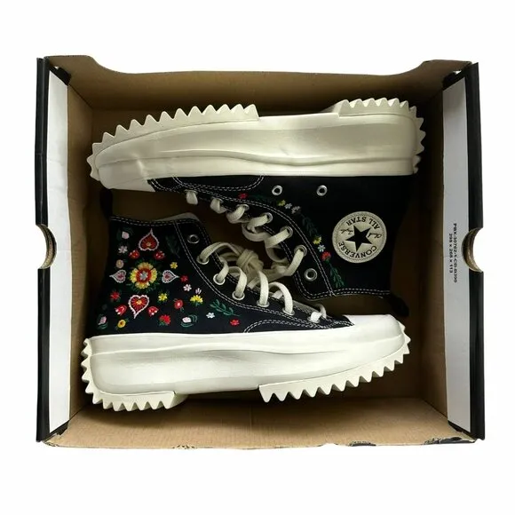 ⭐Converse Run Star Hike Hi Platform Sz 9.5 Mens Shoes Floral Embroidery A02192C⭐