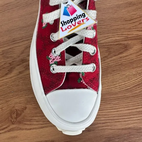 ⭐Converse Run Star Hike Platform 10.5 Women Shoes Embroidered Floral Red A14885C
