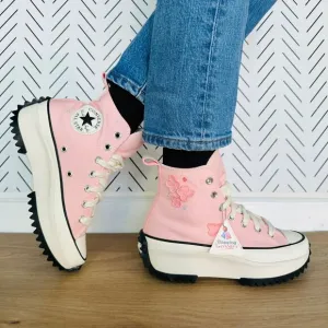 ❤️❤️❤️Converse Run Star Hike Platform 3D Flowers Hi 11 Women Shoes Pink A09801C