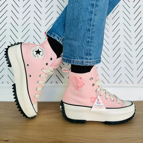 ❤️❤️❤️Converse Run Star Hike Platform 3D Flowers Hi 11 Women Shoes Pink A09801C