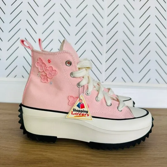 ❤️❤️❤️Converse Run Star Hike Platform 3D Flowers Hi 11 Women Shoes Pink A09801C