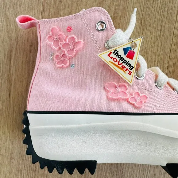 ❤️❤️❤️Converse Run Star Hike Platform 3D Flowers Hi 11 Women Shoes Pink A09801C