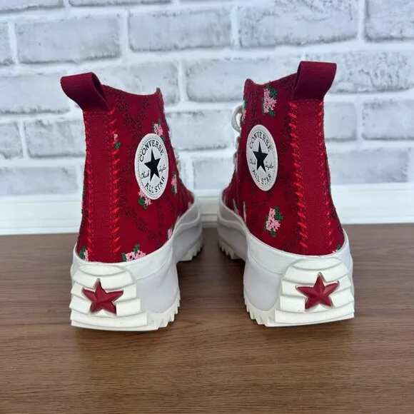 ⭐Converse Run Star Hike Platform 8 Mens Shoes Embroidered Floral Red A14885C New