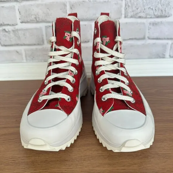 ⭐Converse Run Star Hike Platform 8 Mens Shoes Embroidered Floral Red A14885C New