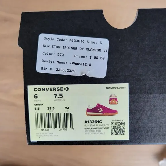 ⭐Converse Run Star Trainer Ox Size 7.5 Womens Casual Shoes Suede Violet A13361C⭐
