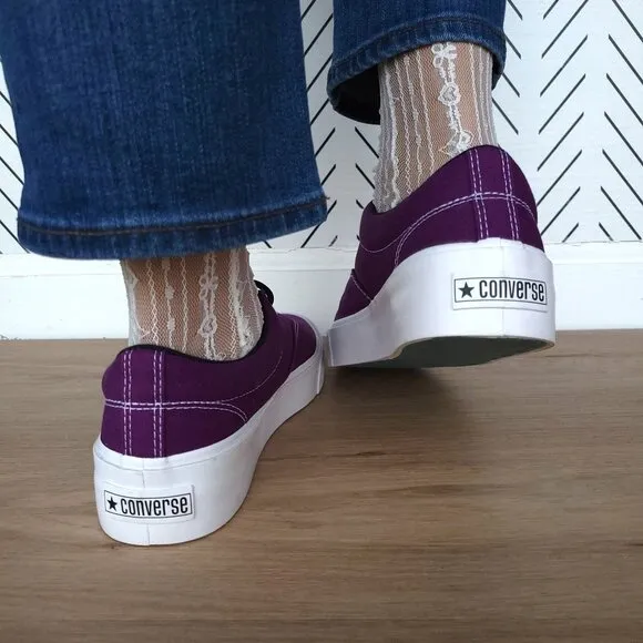 🤩CONVERSE SKID GRIP CANVAS Women Shoes Sz 8.5 Purple Platform Sneakers 170942C