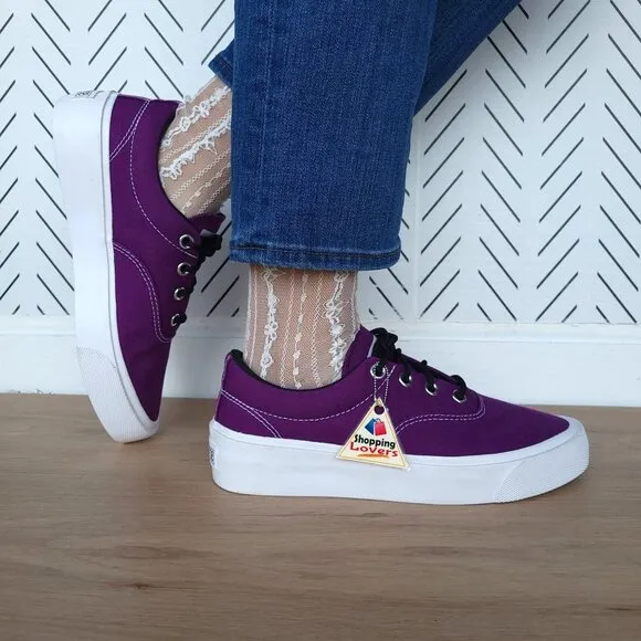🤩CONVERSE SKID GRIP CANVAS Women Shoes Sz 8.5 Purple Platform Sneakers 170942C
