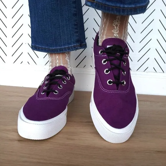 🤩CONVERSE SKID GRIP CANVAS Women Shoes Sz 8.5 Purple Platform Sneakers 170942C