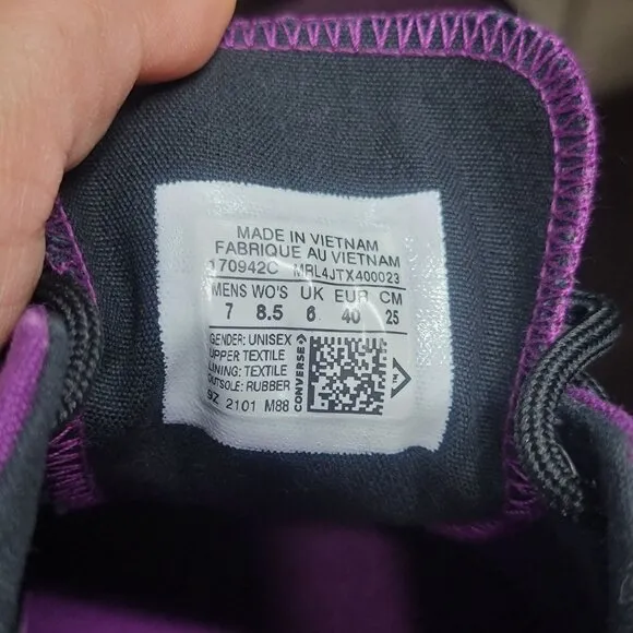 🤩CONVERSE SKID GRIP CANVAS Women Shoes Sz 8.5 Purple Platform Sneakers 170942C