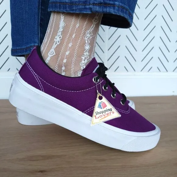 🤩CONVERSE SKID GRIP CANVAS Women Shoes Sz 8.5 Purple Platform Sneakers 170942C