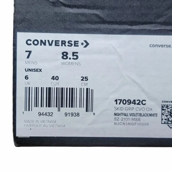 🤩CONVERSE SKID GRIP CANVAS Women Shoes Sz 8.5 Purple Platform Sneakers 170942C