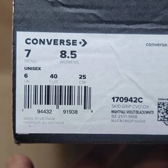 🤩CONVERSE SKID GRIP CVO OX CANVAS Men Shoes Size 7 Retro PURPLE VIOLET 170942C