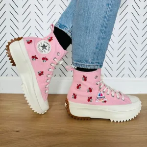 🌹Converse Women Shoes 11 Run Star Hike Platform Hi Sneakers Pink Roses A05192C