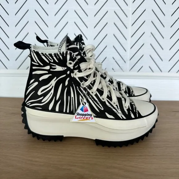 ⭐Converse Women Shoes Sz 7 Run Star Hike Platform High Zebra Black White A03729C