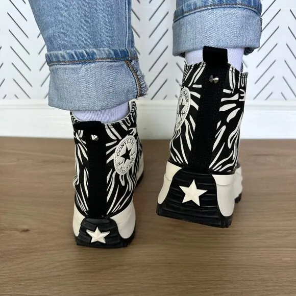⭐Converse Women Shoes Sz 7 Run Star Hike Platform High Zebra Black White A03729C
