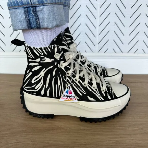 ⭐Converse Women Shoes Sz 7 Run Star Hike Platform High Zebra Black White A03729C
