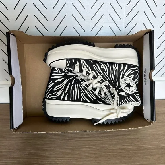 ⭐Converse Women Shoes Sz 7 Run Star Hike Platform High Zebra Black White A03729C