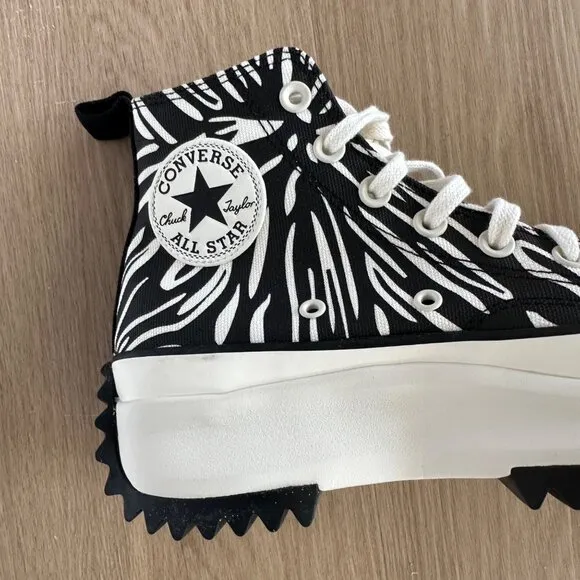⭐Converse Women Shoes Sz 7 Run Star Hike Platform High Zebra Black White A03729C