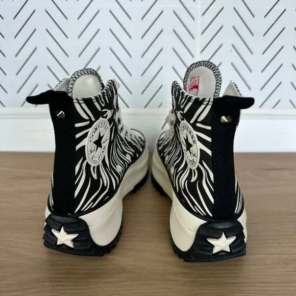 ⭐Converse Women Shoes Sz 7 Run Star Hike Platform High Zebra Black White A03729C