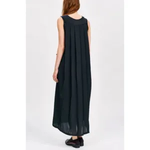 Cop Copine Bento Dress Maxi Pleated Back Minimalist Lagenlook Size 36 Designer