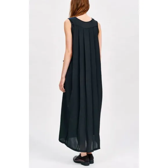 Cop Copine Bento Dress Maxi Pleated Back Minimalist Lagenlook Size 36 Designer