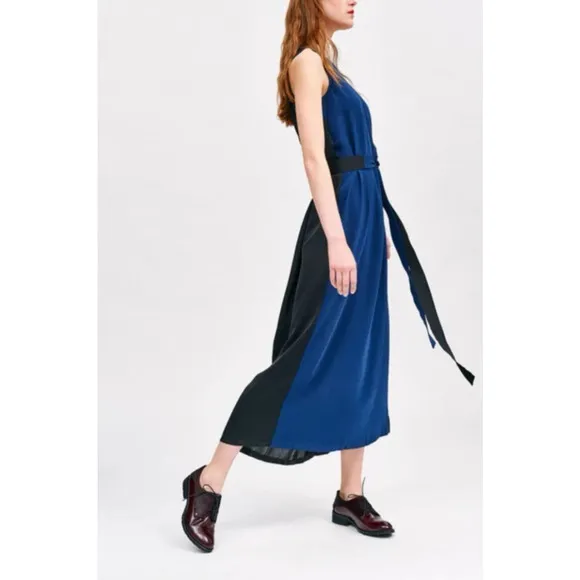 Cop Copine Bento Dress Maxi Pleated Back Minimalist Lagenlook Size 36 Designer
