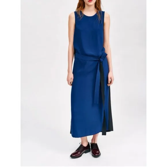 Cop Copine Bento Dress Maxi Pleated Back Minimalist Lagenlook Size 36 Designer