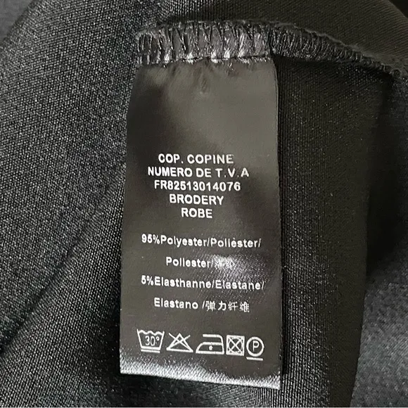 Cop.Copine Brodery Dress Numbers Embroidery Shift Black Minimalist Teacher EU 40