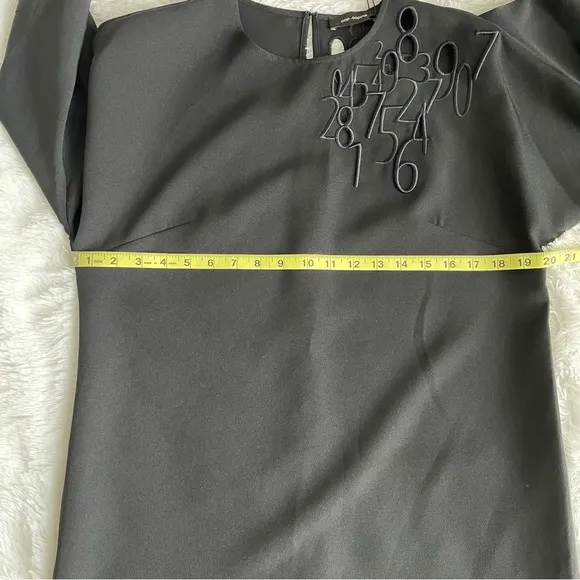 Cop.Copine Brodery Dress Numbers Embroidery Shift Black Minimalist Teacher EU 40