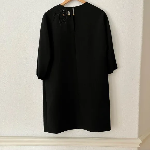 Cop.Copine Brodery Dress Numbers Embroidery Shift Black Minimalist Teacher EU 40