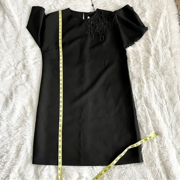 Cop.Copine Brodery Dress Numbers Embroidery Shift Black Minimalist Teacher EU 40