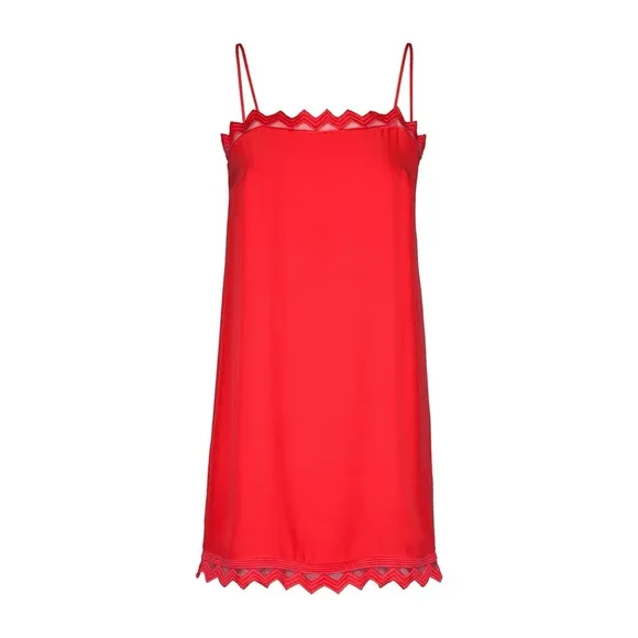Cop.Copine Gala Tank Dress Red Lace 90s Y2K Classic Embroidery Minimalist EU 40