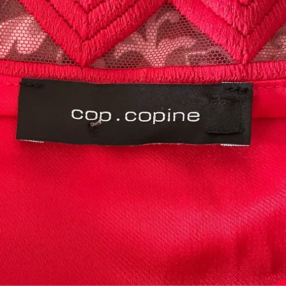 Cop.Copine Gala Tank Dress Red Lace 90s Y2K Classic Embroidery Minimalist EU 40