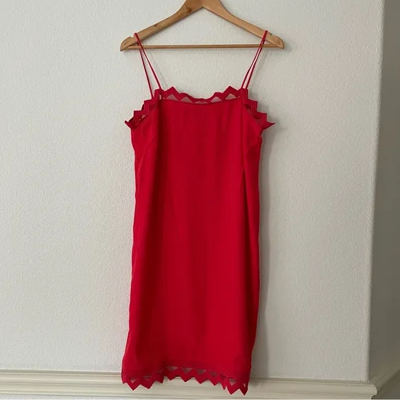 Cop.Copine Gala Tank Dress Red Lace 90s Y2K Classic Embroidery Minimalist EU 40