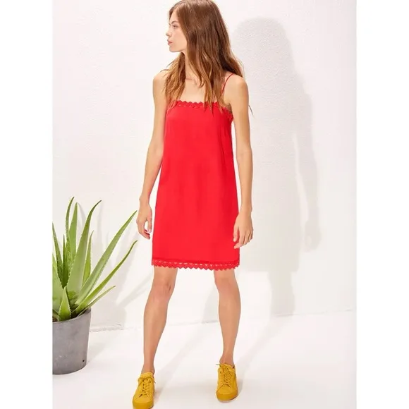 Cop.Copine Gala Tank Dress Red Lace 90s Y2K Classic Embroidery Minimalist EU 40