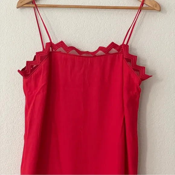 Cop.Copine Gala Tank Dress Red Lace 90s Y2K Classic Embroidery Minimalist EU 40