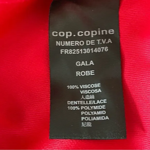 Cop.Copine Gala Tank Dress Red Lace 90s Y2K Classic Embroidery Minimalist EU 40