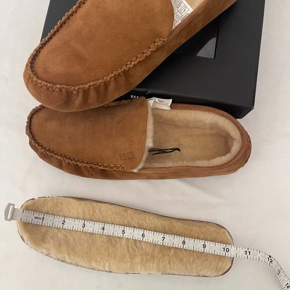 COPY - Hugo Boss RELAX shearling moccasin slippers lounge shoes  Fur Size  10