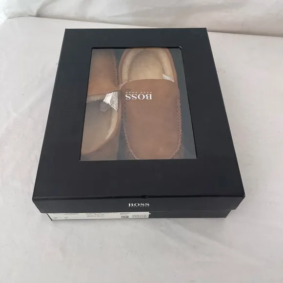 COPY - Hugo Boss RELAX shearling moccasin slippers lounge shoes  Fur Size  10