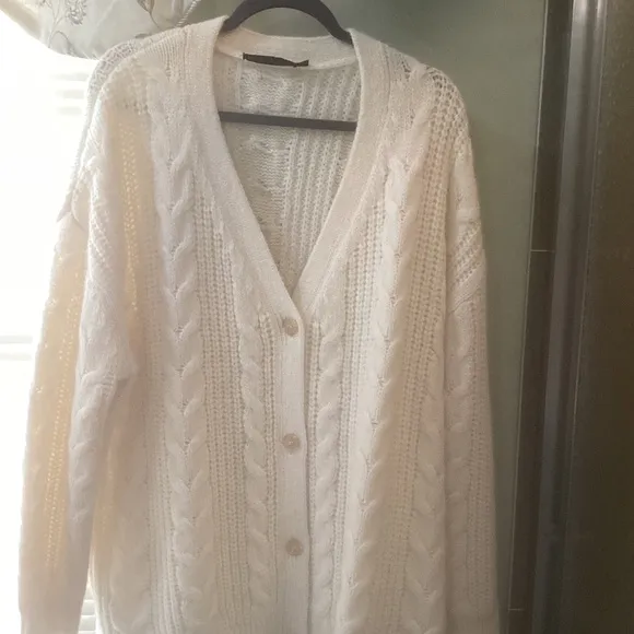 COPY - Jenni Kane luxury brand xl cabled ivory cardigan