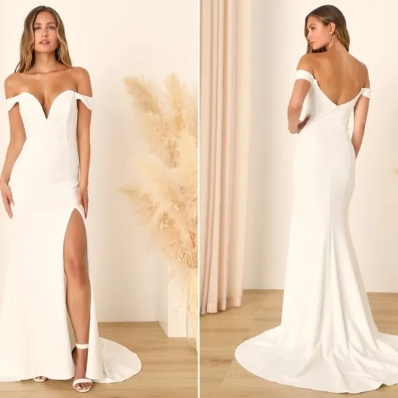 COPY - LULU's Bridal Wedding Chic Modern Sexy Minimalist Mermaid Trumpet Maxi Go