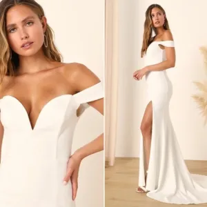 COPY - LULU's Bridal Wedding Chic Modern Sexy Minimalist Mermaid Trumpet Maxi Go