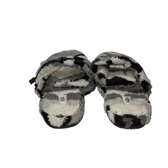COPY - UGG Men's Fluff It Cali Collage 1119111 Grey Slip On Slide Slippers Size…