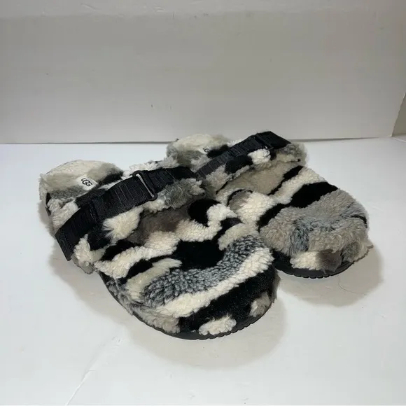 COPY - UGG Men's Fluff It Cali Collage 1119111 Grey Slip On Slide Slippers Size…