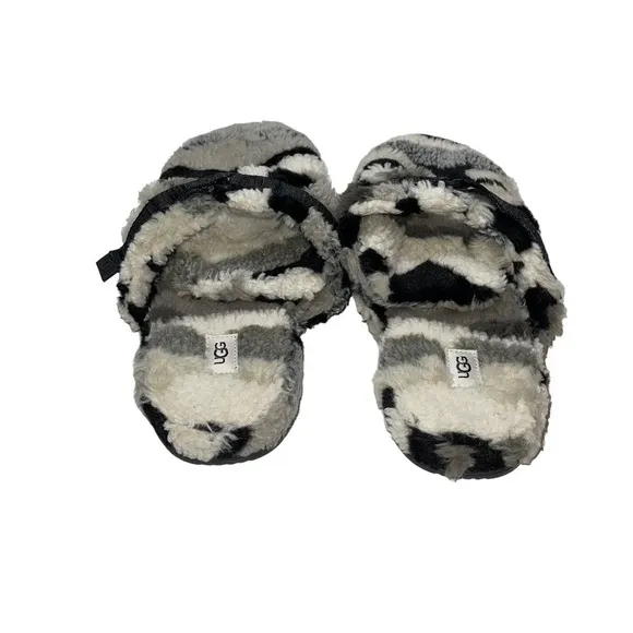 COPY - UGG Men's Fluff It Cali Collage 1119111 Grey Slip On Slide Slippers Size…