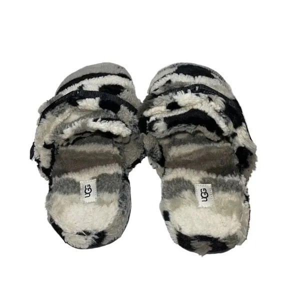 COPY - UGG Men's Fluff It Cali Collage 1119111 Grey Slip On Slide Slippers Size…