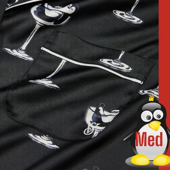COPY - VICTORIA'S SECRET MED PENGUINSGlazed Satin Short Pajama Set &amp; Slippers