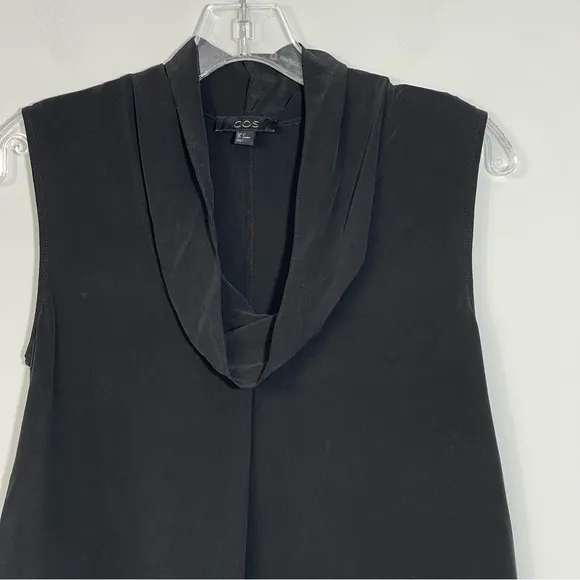 COS 100% Silk Sleeveless Black Mini Dress with Pockets 4 Minimalist Relaxed Boho